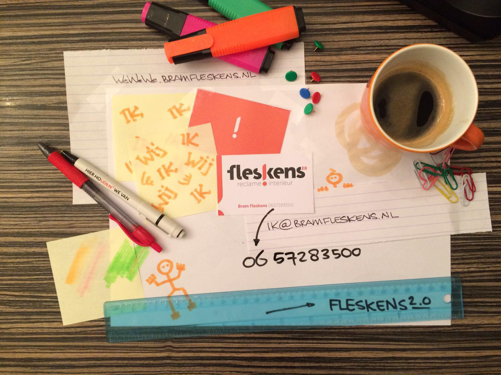 Visitekaartje van Bram Fleskens, reclame en interieur